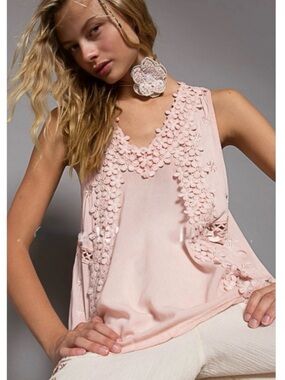 POL Pink Floral Sleeveless Boho Tank Top M Super soft Like New